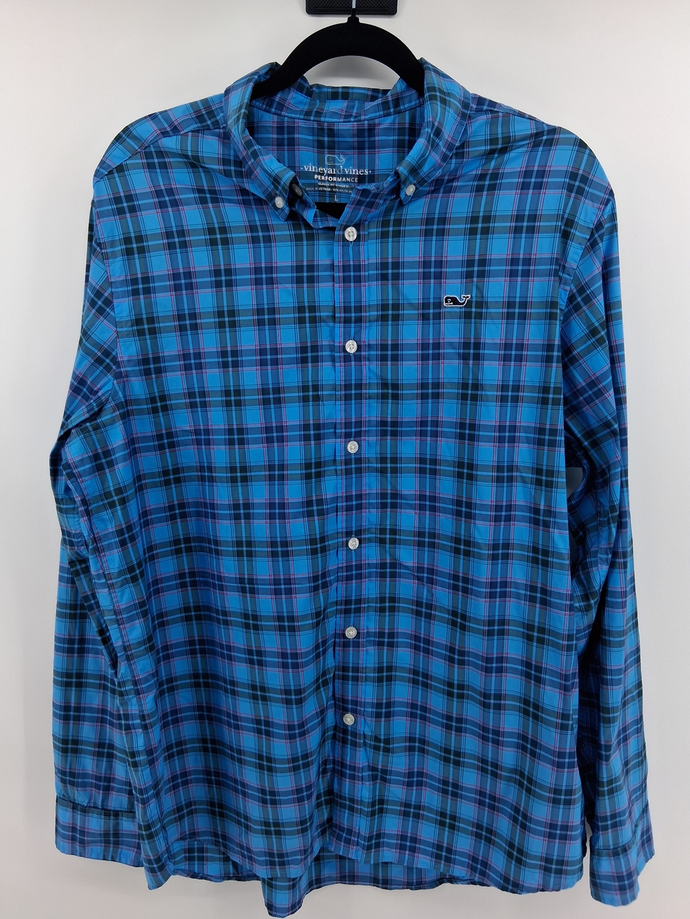 Vineyard Vines Blue and Navy Plaid Button-Down Shirt